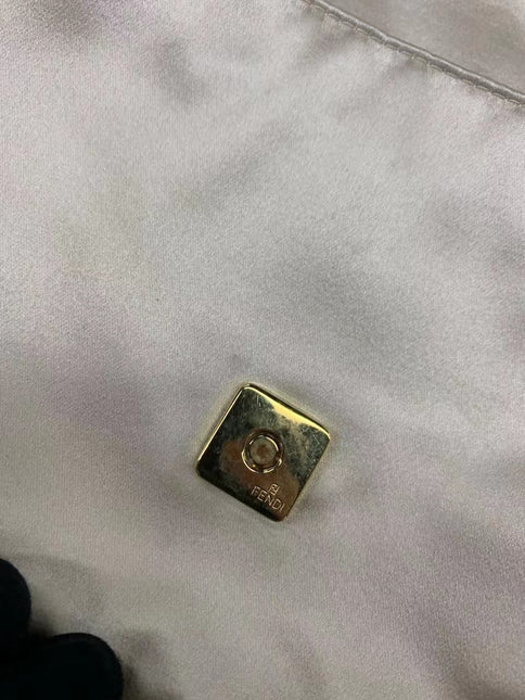 Sold FENDI Baguette Cream Biege Silk with Crystal Buckle
