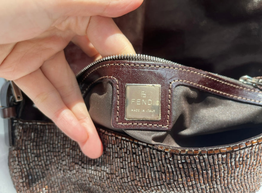 Sold FENDI Baguette chocolate brown beads excellent condition