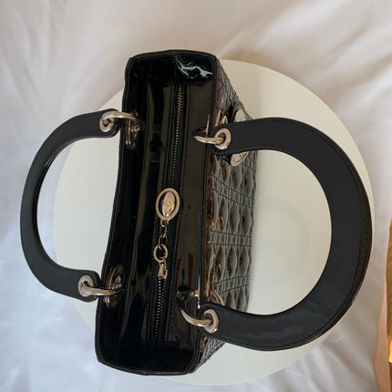 Sold Lady Dior Medium Bag Black Patent Leather