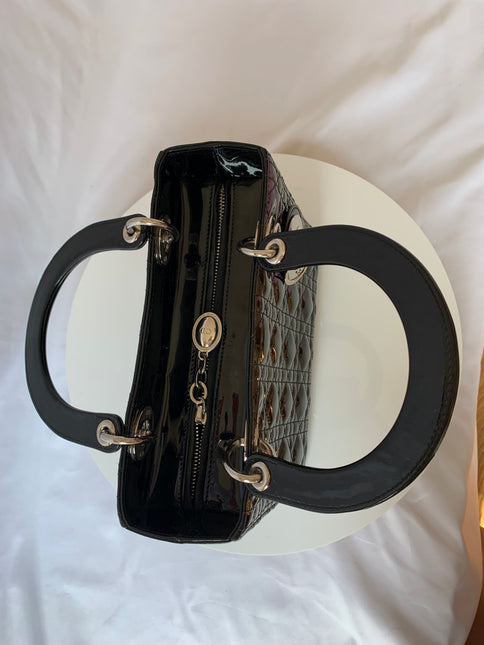 Sold Lady Dior Medium Bag Black Patent Leather