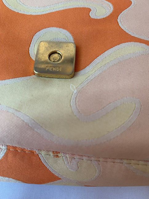 Sold FENDI Baguette Orange Multicolor Silk with Psychedelic prints