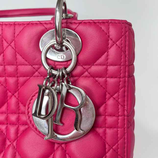 Sold Lady Dior Bag Medium Hot Pink Fuchsia Cannage Leather
