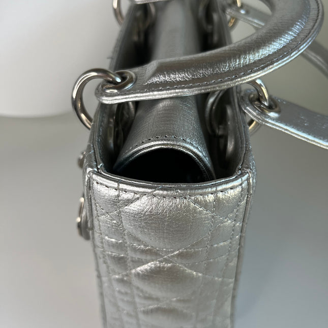 Sold  Lady Dior ABCdior Small Silver Cannage Lambskin Handbag