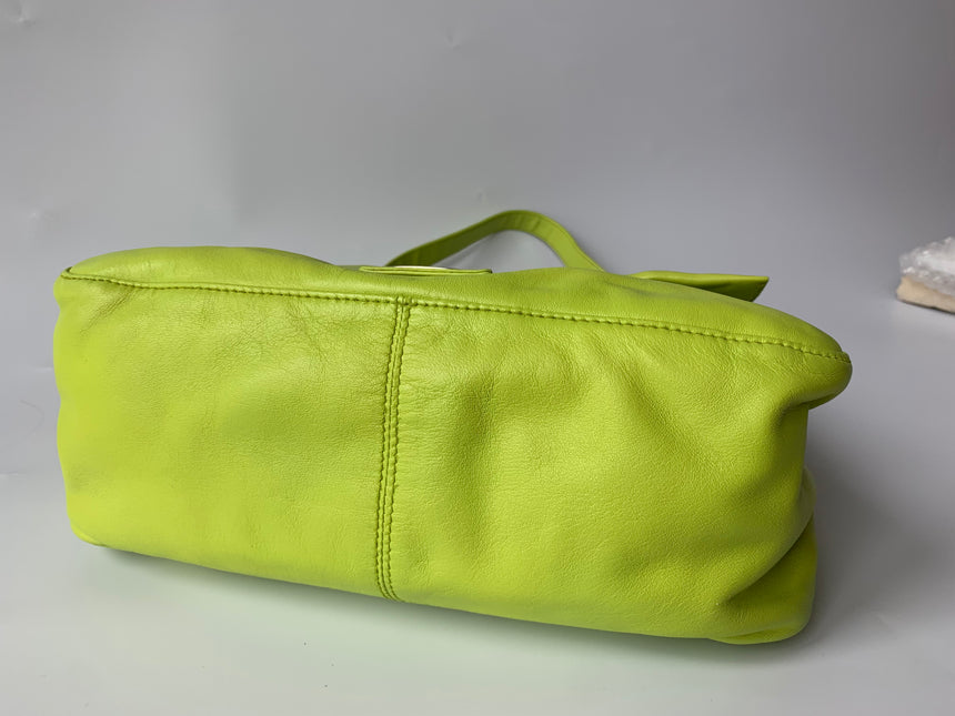 Sold Fendi Mamma Baguette Lime green lambskin leather