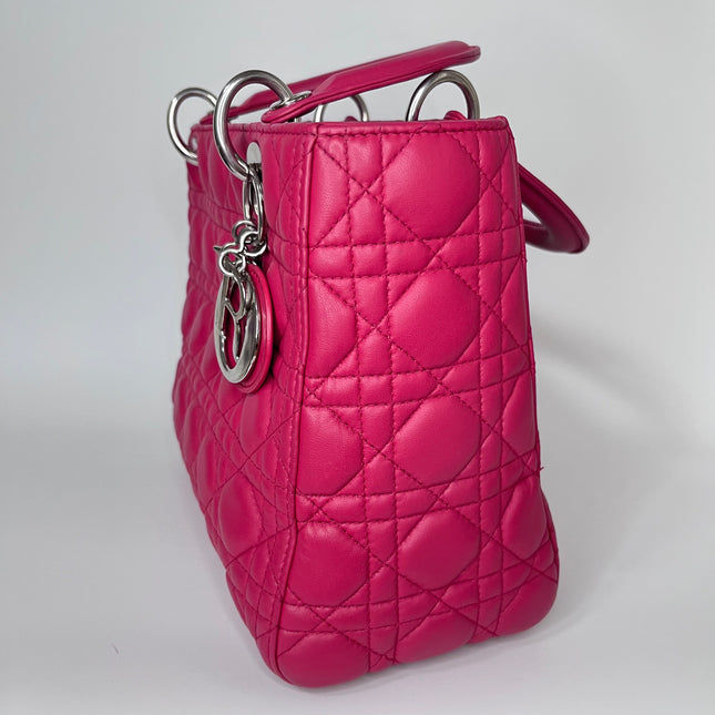 Sold Lady Dior Bag Medium Hot Pink Fuchsia Cannage Leather