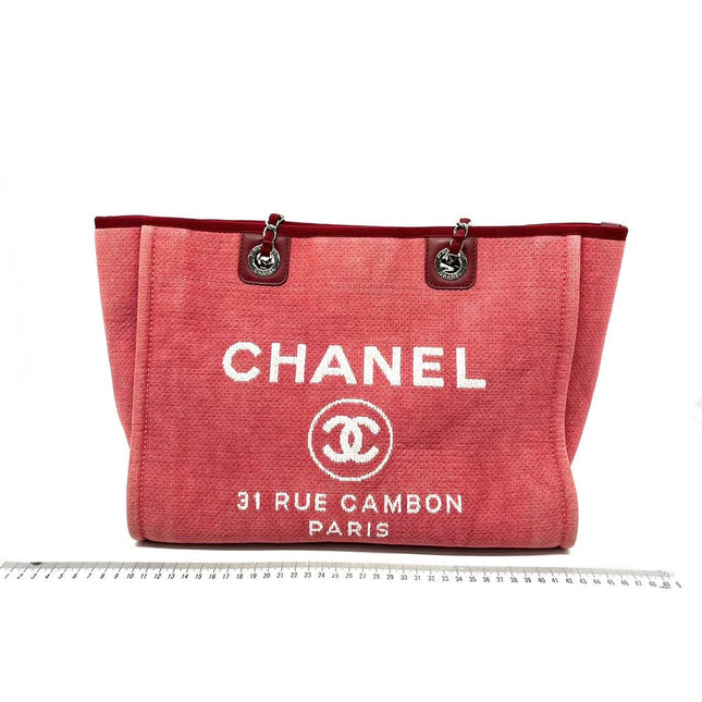 Sold Chanel Deauville Tote Red Denim Small-Luxbags