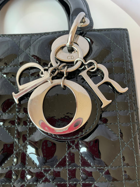 Sold Lady Dior Medium Bag Black Patent Leather