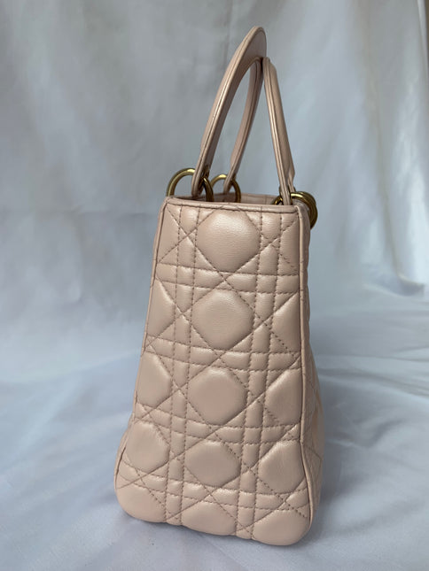 Sold Lady Dior Pink Cannage Leather Medium