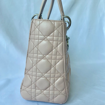 Sold Lady Dior Pink Cannage Leather Medium