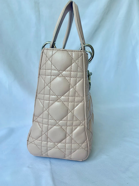 Sold Lady Dior Pink Cannage Leather Medium