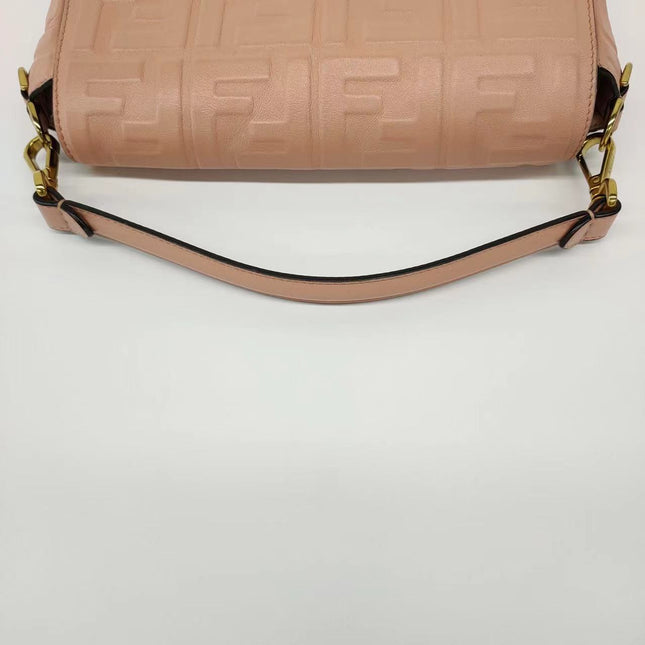 Sold FENDI Baguette Salmon Pink Leather 3D FF Motif Crossbody bag