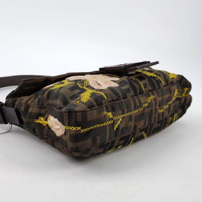 Sold FENDI Baguette Zucca Print with Flower Embroidery