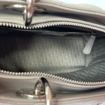 Sold Lady Dior Large Grey Leather handbag with strap