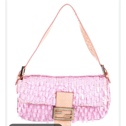 Sold Fendi Baguette Glitter Pink square sequins-Luxbags