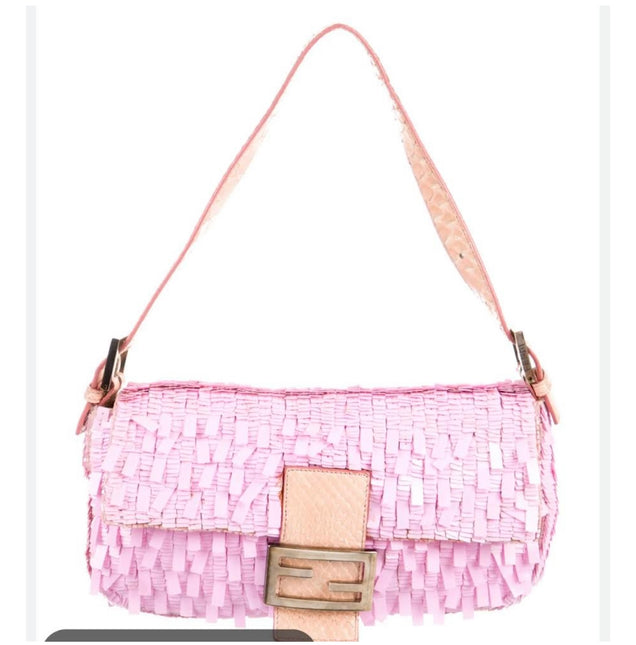 Sold Fendi Baguette Glitter Pink square sequins-Luxbags