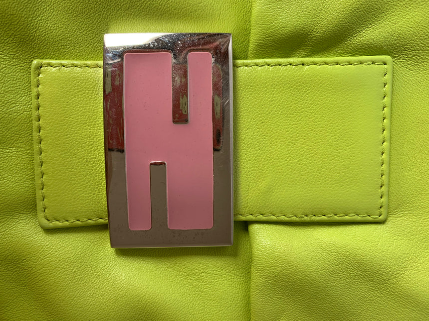 Sold Fendi Mamma Baguette Lime green lambskin leather