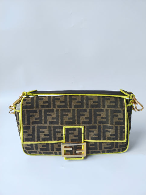 Sold FENDI Baguette Zucca Print canvas with Neon trimming