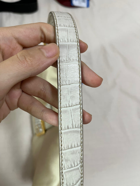 Sold FENDI Baguette Cream Biege Silk with Crystal Buckle