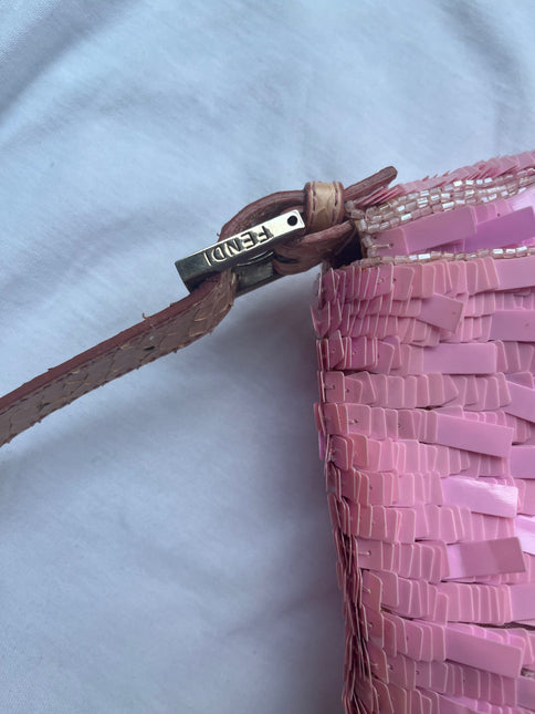 Sold Fendi Baguette Glitter Pink square sequins