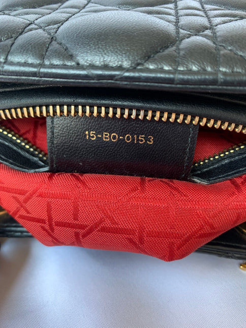 Sold Lady Dior Medium Black Cannage Lambskin Leather