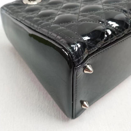 Sold Lady Dior Medium Bag Black Patent Leather