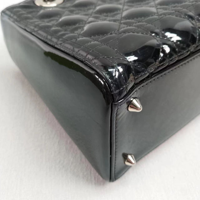Sold Lady Dior Medium Bag Black Patent Leather