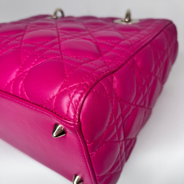 Sold Lady Dior Medium Bag Fuchsia Cannage Leather