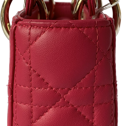 Sold Lady Dior Pink Mini handbag Cannage Leather with strap