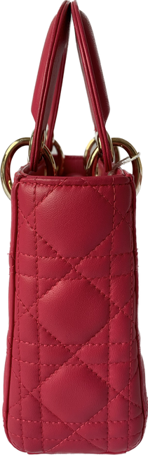 Sold Lady Dior Pink Mini handbag Cannage Leather with strap