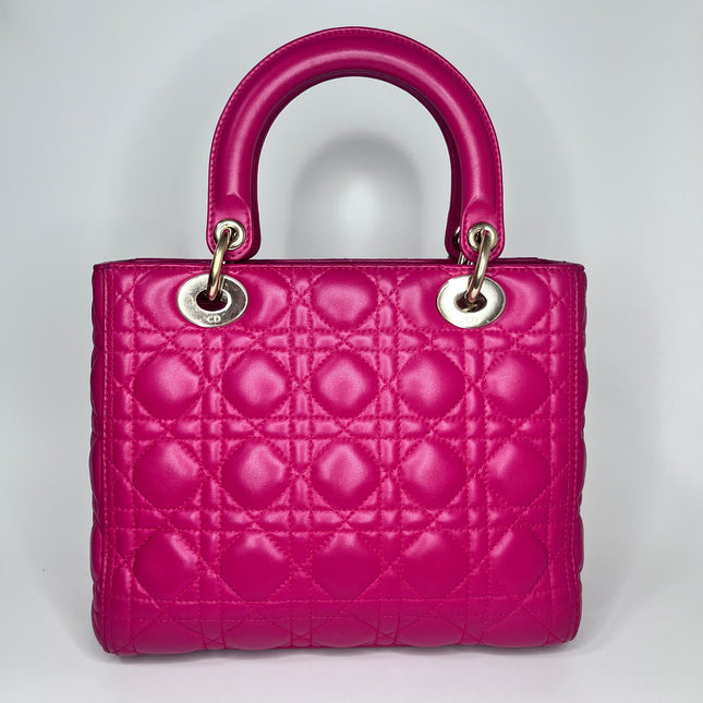 Sold Lady Dior Medium Bag Fuchsia Cannage Leather