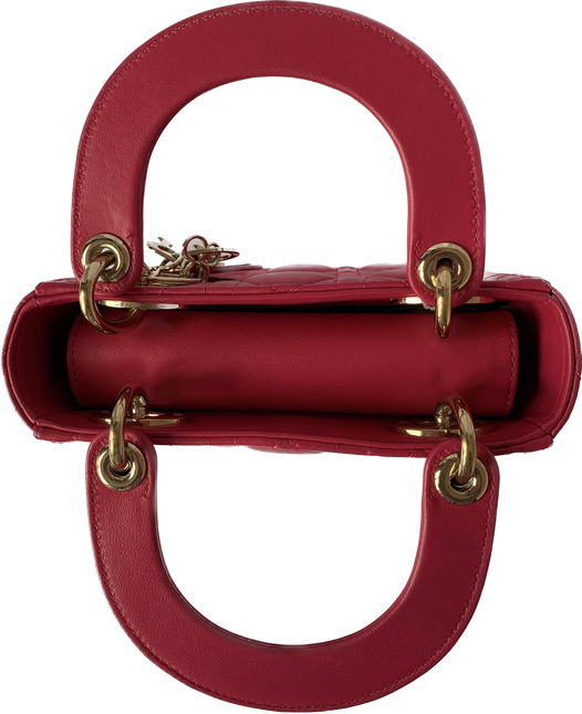 Sold Lady Dior Pink Mini handbag Cannage Leather with strap