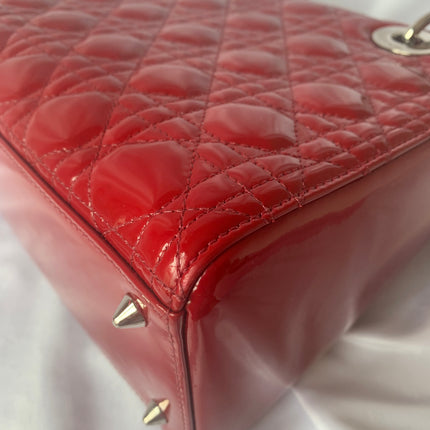 Sold Lady Dior Medium Bag Red Patent Leather