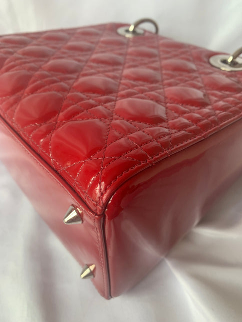 Sold Lady Dior Medium Bag Red Patent Leather