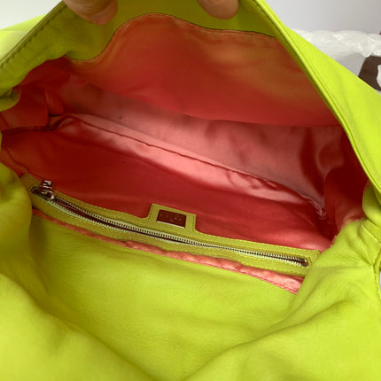 Sold Fendi Mamma Baguette Lime green lambskin leather