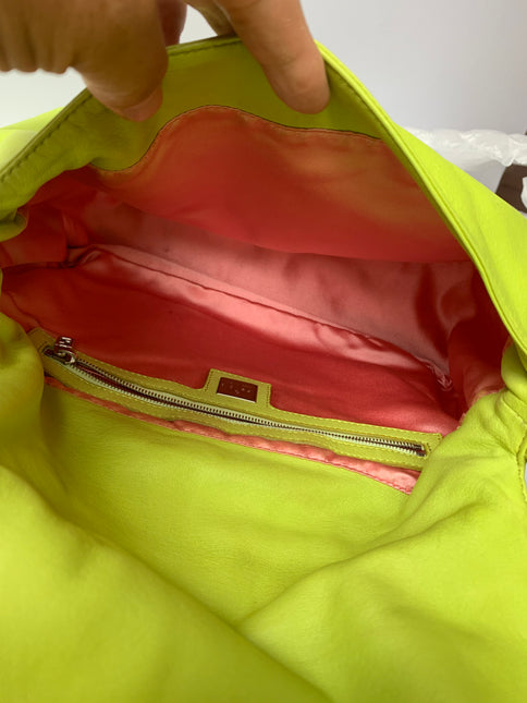 Sold Fendi Mamma Baguette Lime green lambskin leather