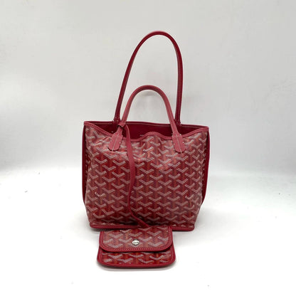 Brand New Goyard Anjou Mini Bag in Dark Red Canvas and Leather