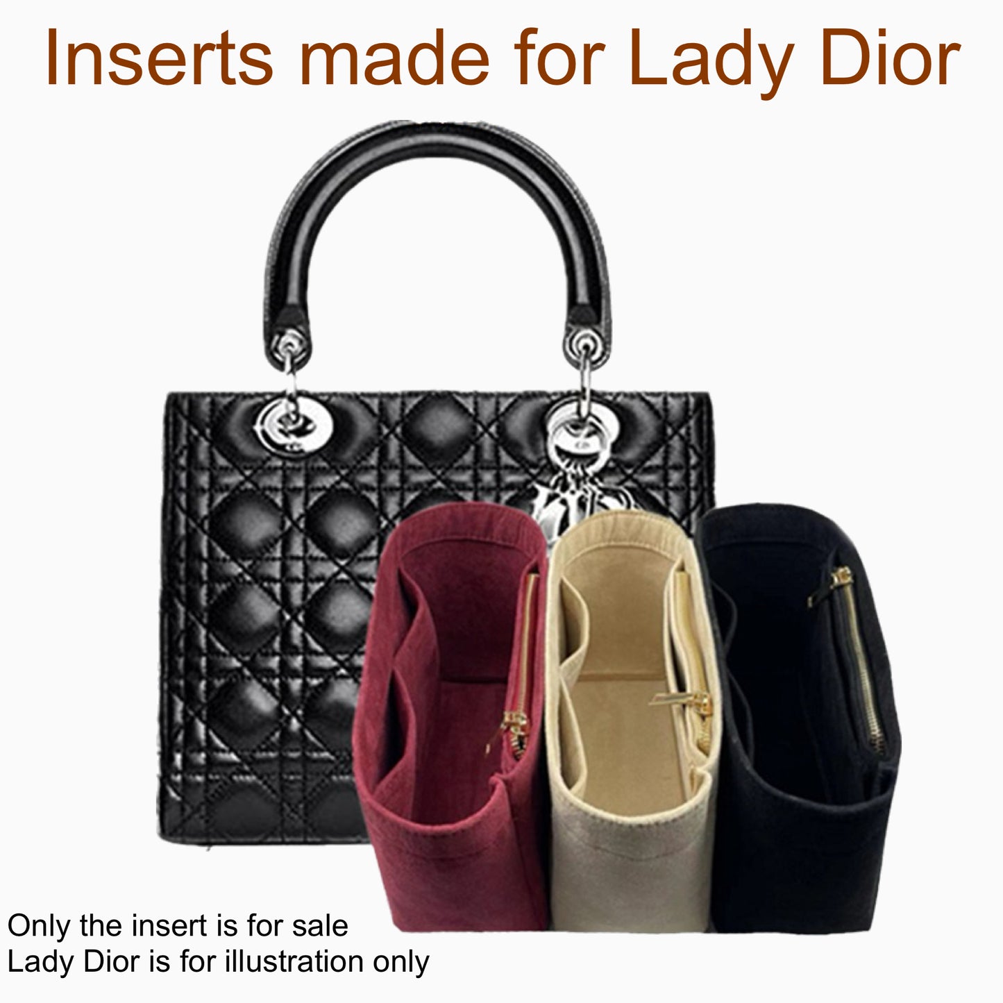 Organiser Bag insert for Lady Dior keep clean and structured-Luxbags