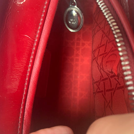 Sold Lady Dior Medium Bag Red Patent Leather