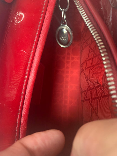 Sold Lady Dior Medium Bag Red Patent Leather