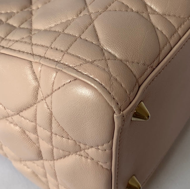 Sold Lady Dior Pink Cannage Leather Medium