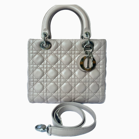 Sold Lady Dior Pink Cannage Leather Medium-Luxbags