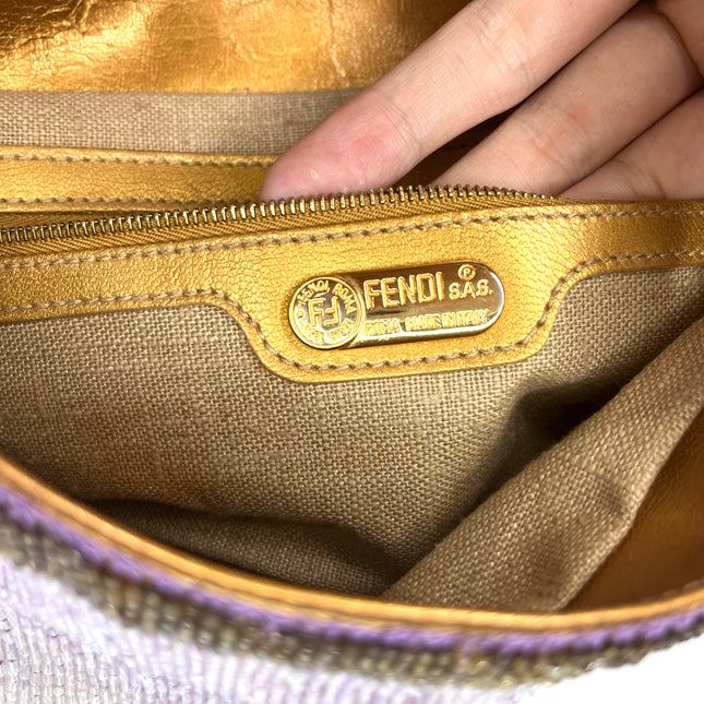 Sold FENDI Baguette Glitter beads Lilac
