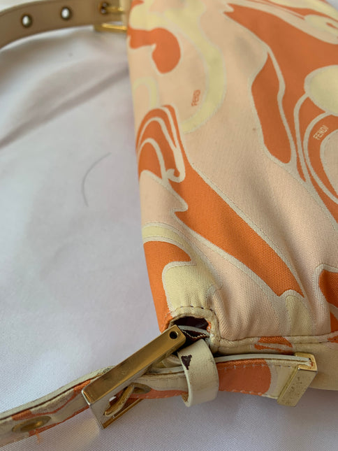 Sold FENDI Baguette Orange Multicolor Silk with Psychedelic prints