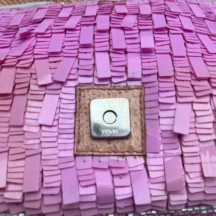 Sold Fendi Baguette Glitter Pink square sequins