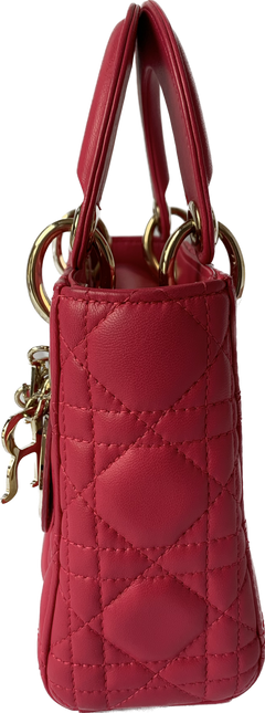 Sold Lady Dior Pink Mini handbag Cannage Leather with strap