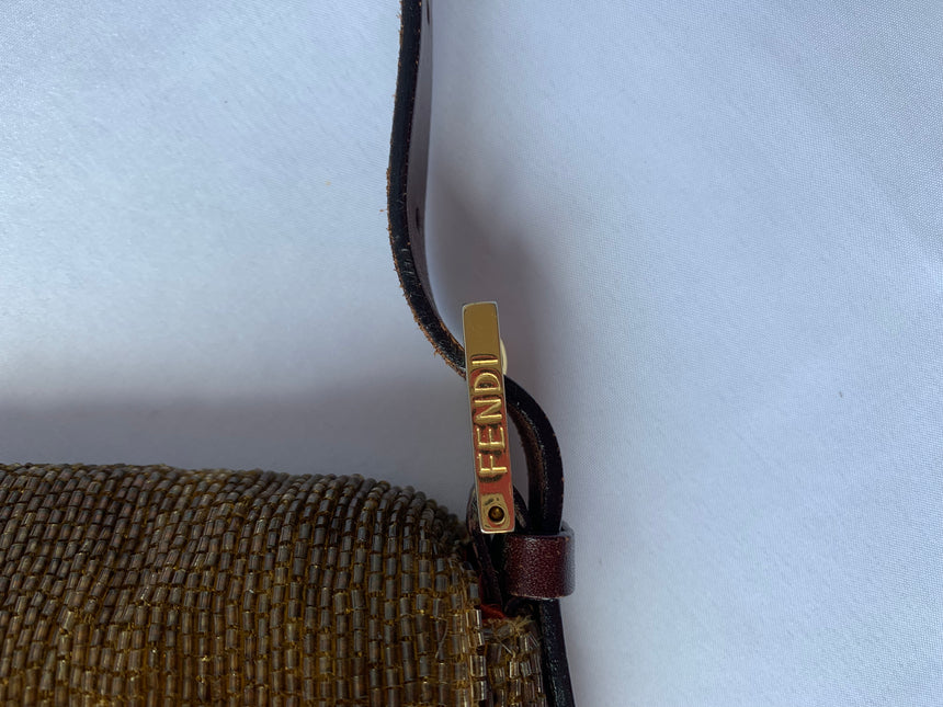 Sold Fendi Baguette Golden Brown beads Glitter