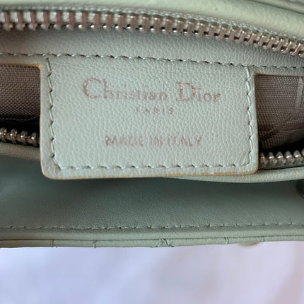 Sold Lady Dior Medium Mint Cannage Lambskin Leather with silver hardware and strap