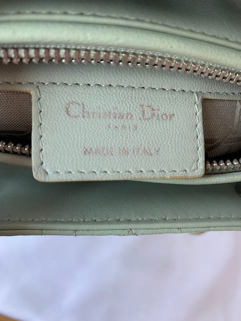 Sold Lady Dior Medium Mint Cannage Lambskin Leather with silver hardware and strap