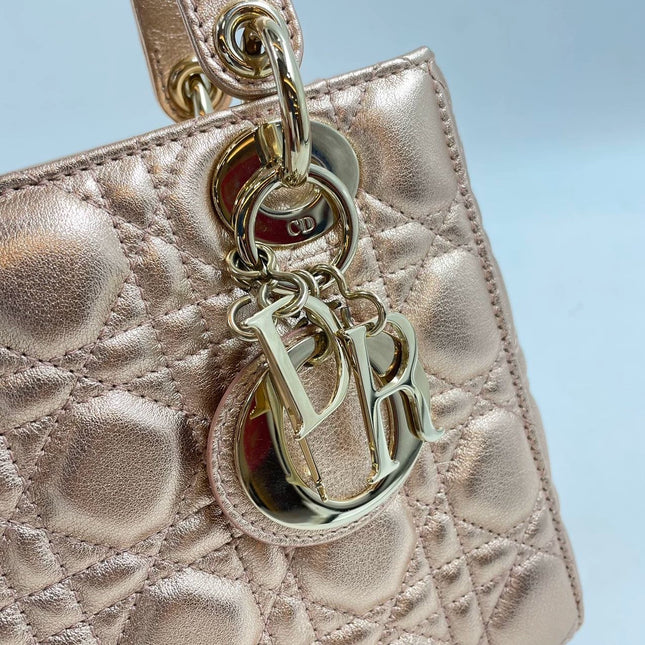 Lady Dior ABCdior Small Pink Irediscent and Metallic Cannage Lambskin Handbag