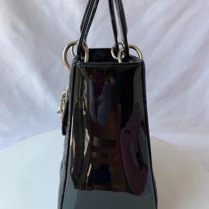 Sold Lady Dior Medium Bag Black Patent Leather